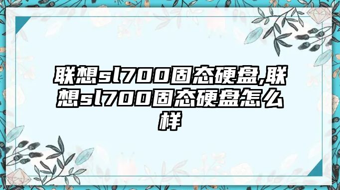 聯想sl700固態硬盤,聯想sl700固態硬盤怎么樣